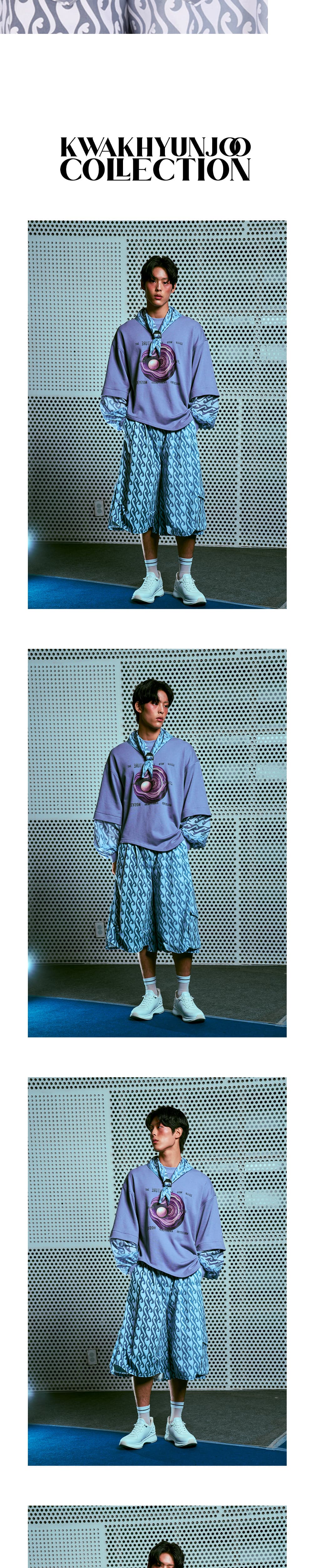 26SS Blue Heart Wave Printing Crop Pants — vue 5
