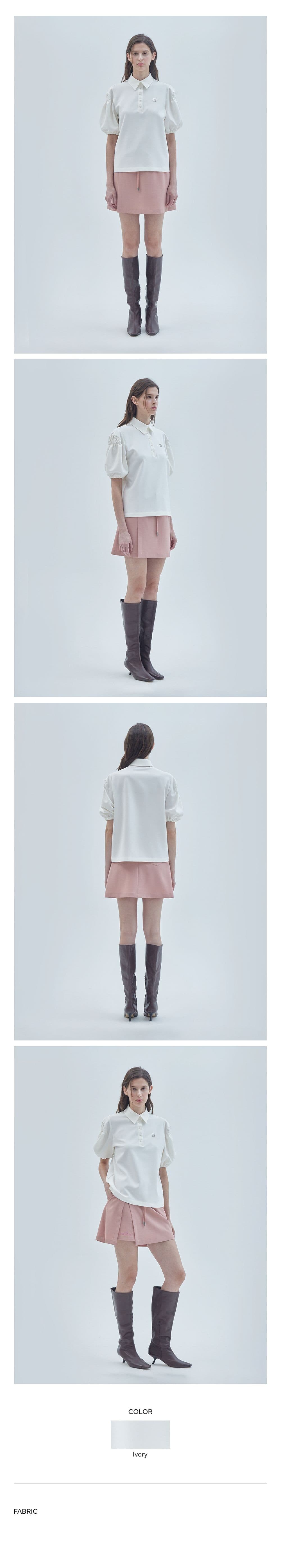 Signature Symbol Puff-Sleeve T-Shirt Ivory — vue 3