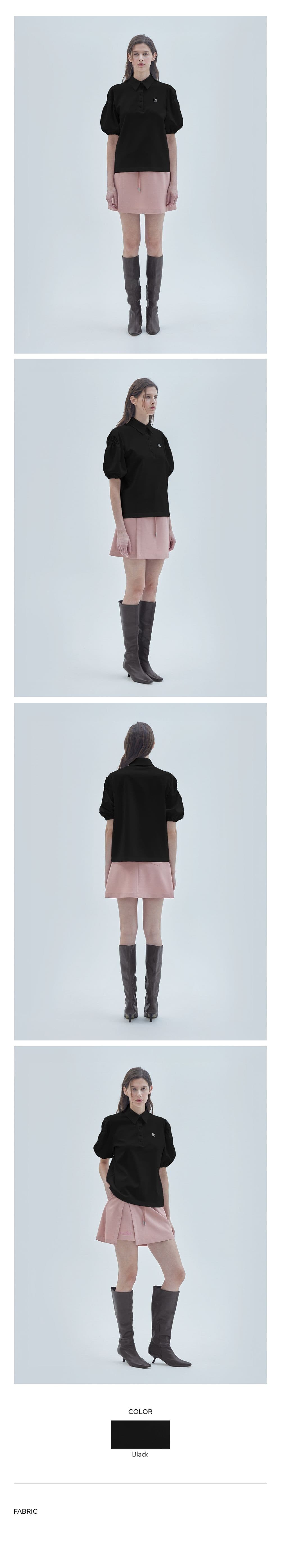 Signature Symbol Puff-Sleeve T-Shirt Black — vue 3