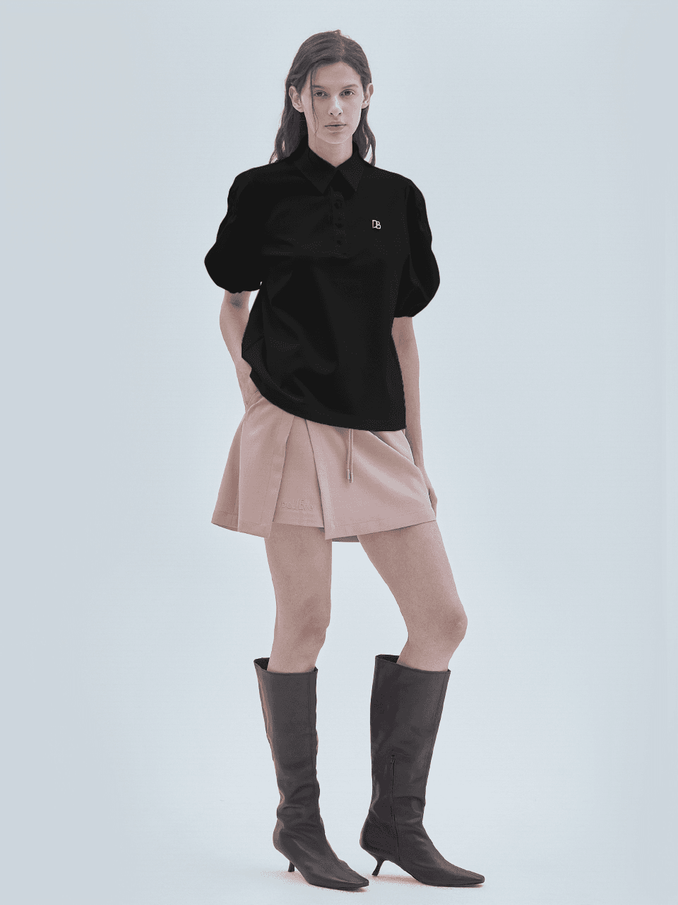 Signature Symbol Puff-Sleeve T-Shirt Black