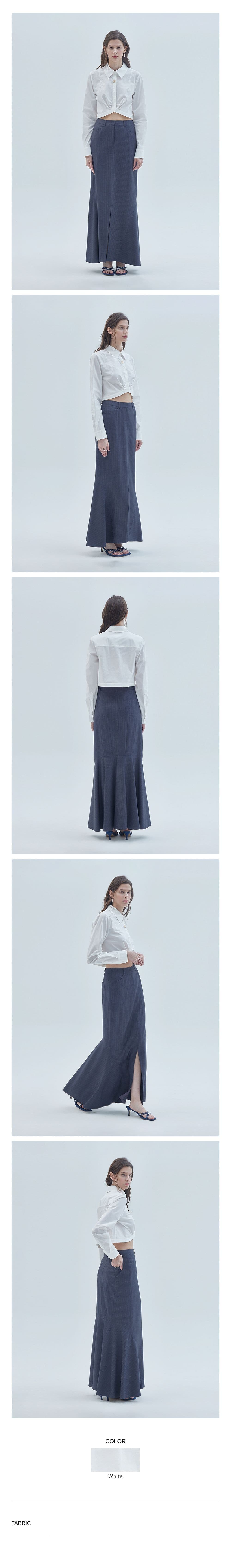 Signature Symbol Shirring Detail Crop Shirt White — vue 3