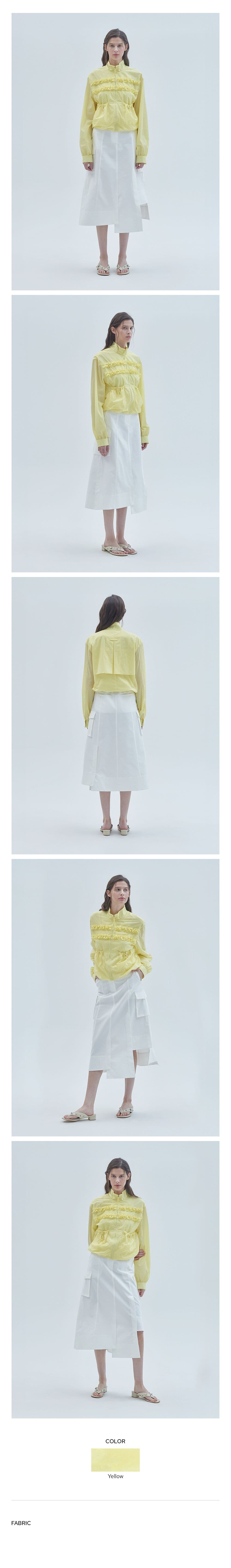 Two-Line Frill Zip-Up Jumper Yellow — vue 3