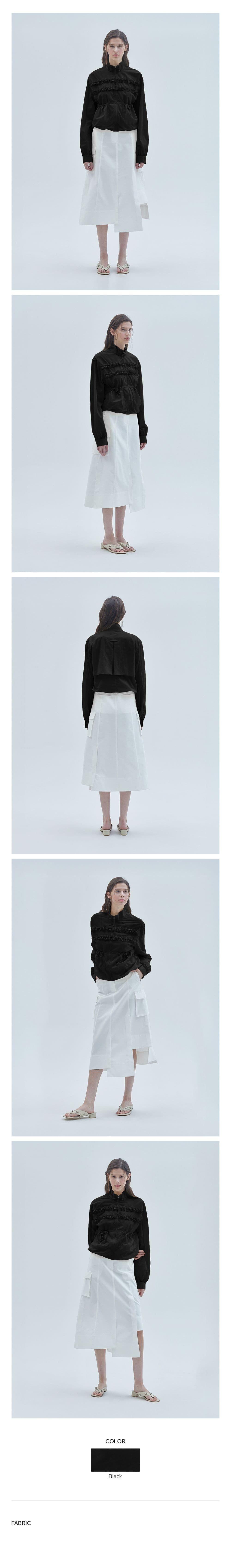 Two-Line Frill Zip-Up Jumper Black — vue 3