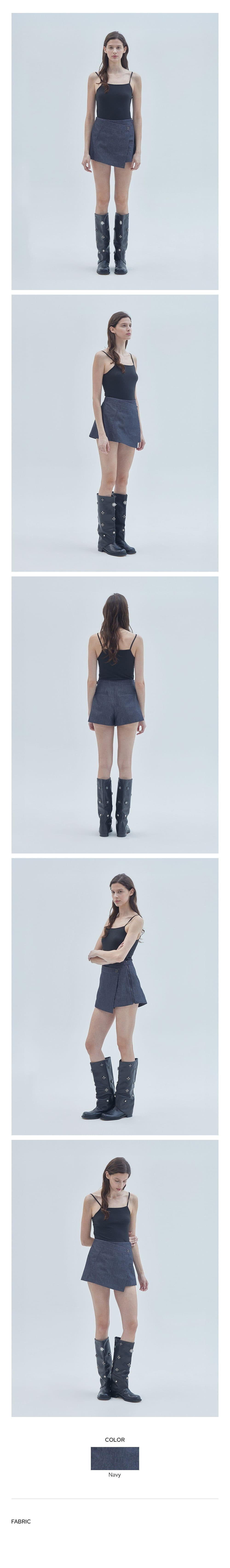 Signature Symbol Logo Unbalanced Skirt Pants Navy — vue 3