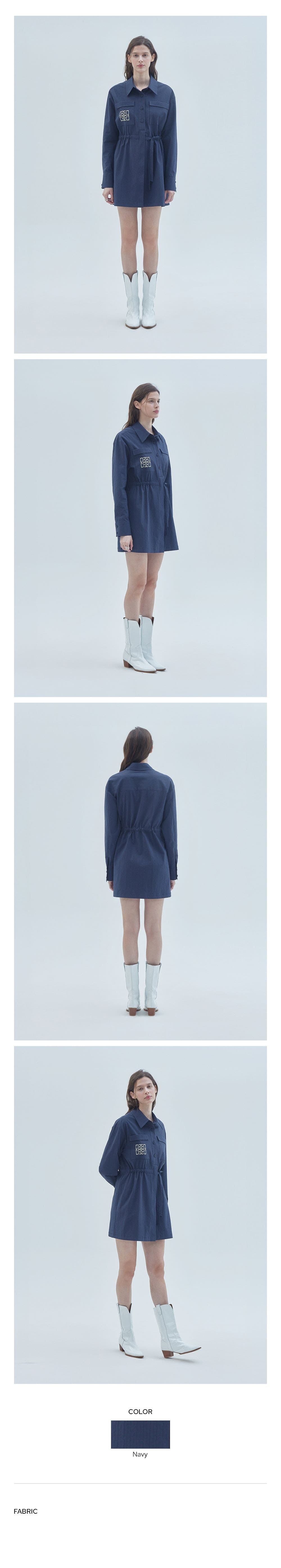 Signature Symbol Embroidered Mini Dress Navy — vue 3
