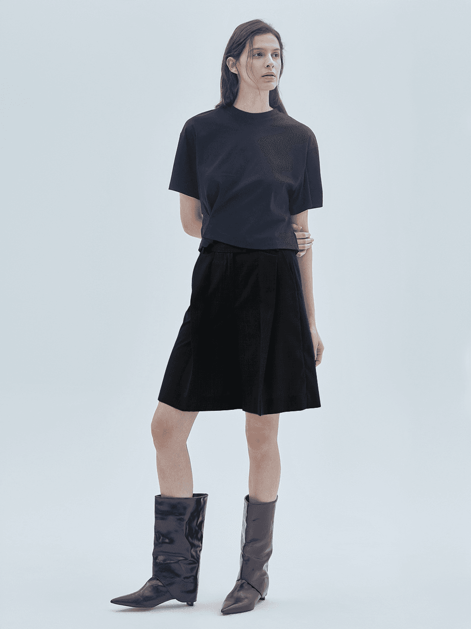 Wing Wide Bermuda Pants Black — vue 1
