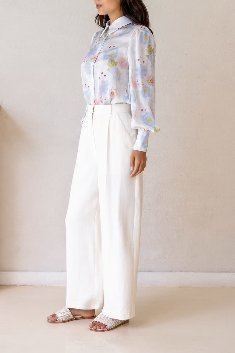 Skye Cream Wide-leg Bamboo Pants — vue 4