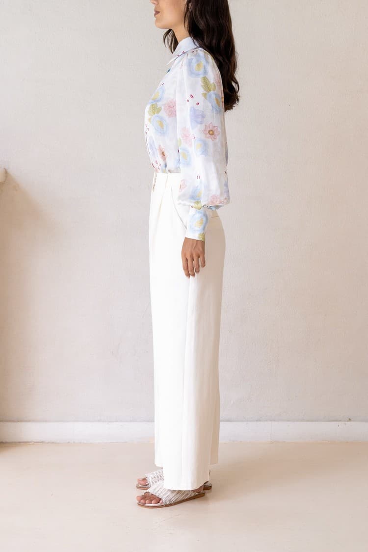 Skye Cream Wide-leg Bamboo Pants — vue 5