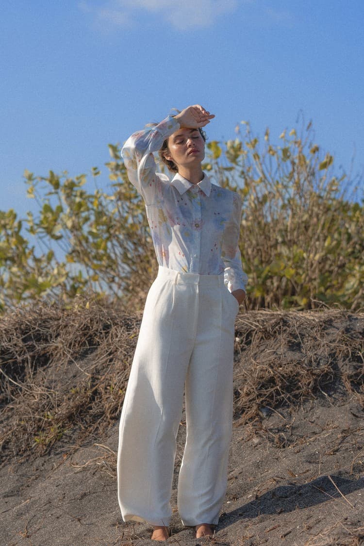Skye Cream Wide-leg Bamboo Pants — vue 7