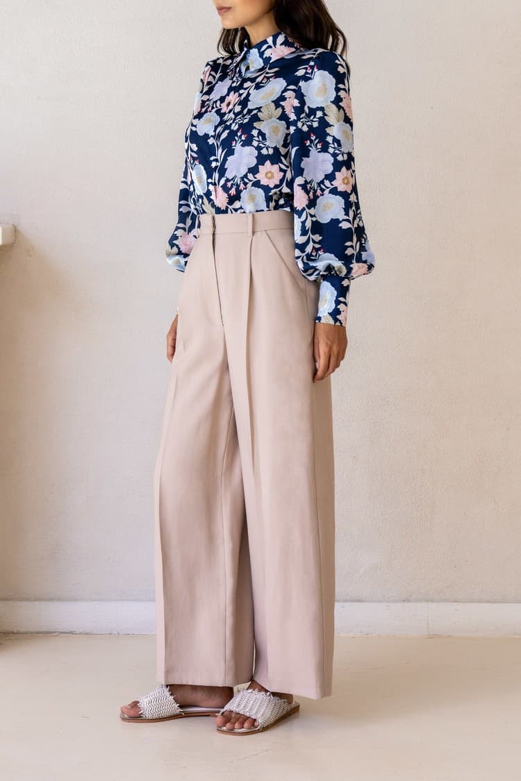Skye Beige Wide-leg Bamboo Pants — vue 4