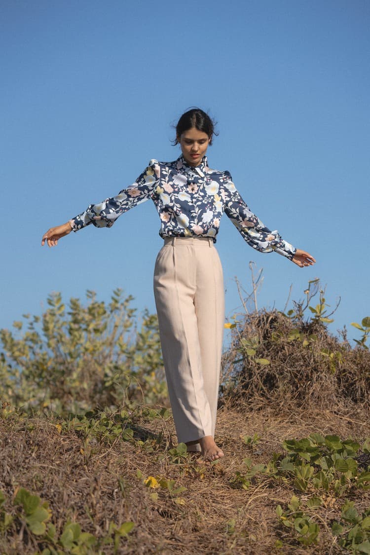 Skye Beige Wide-leg Bamboo Pants — vue 7