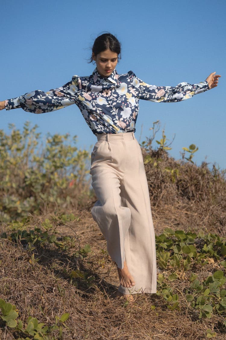 Skye Beige Wide-leg Bamboo Pants — vue 8