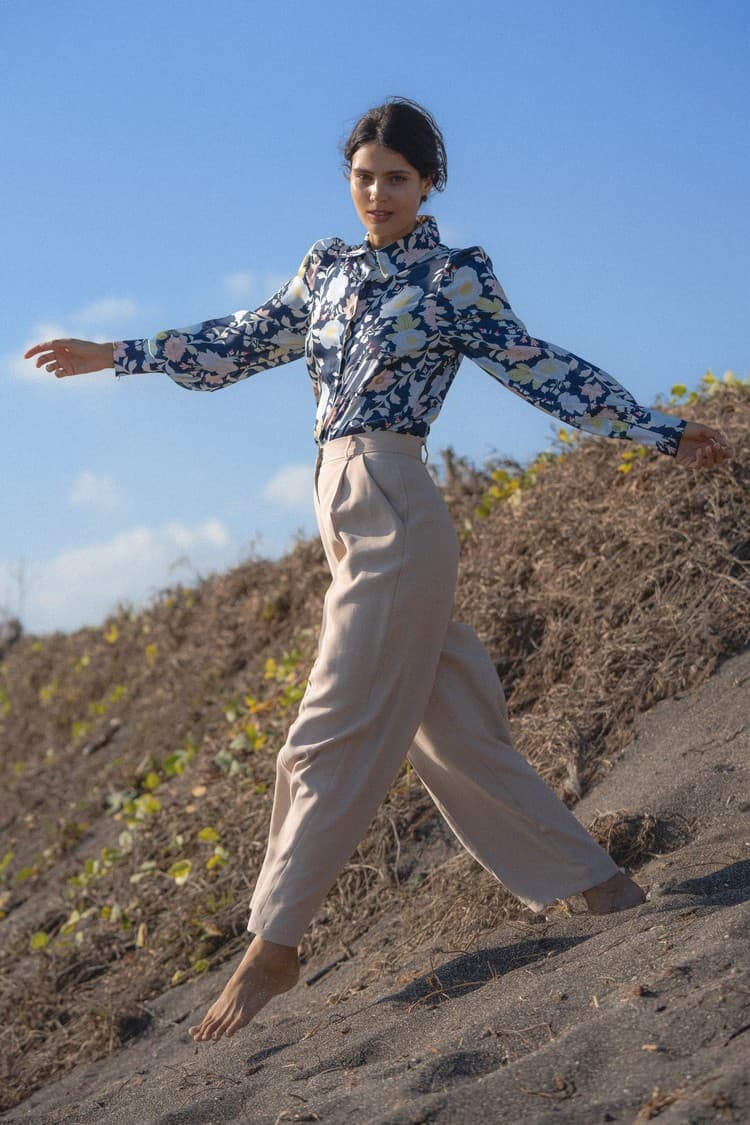 Skye Beige Wide-leg Bamboo Pants — vue 9