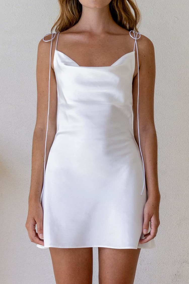 Bailey White Satin Slip Dress — vue 2