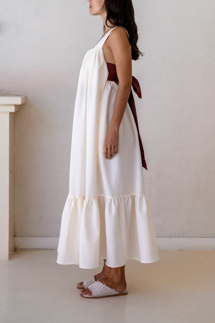 Daphne Cream Tie-back Maxi Dress — vue 4