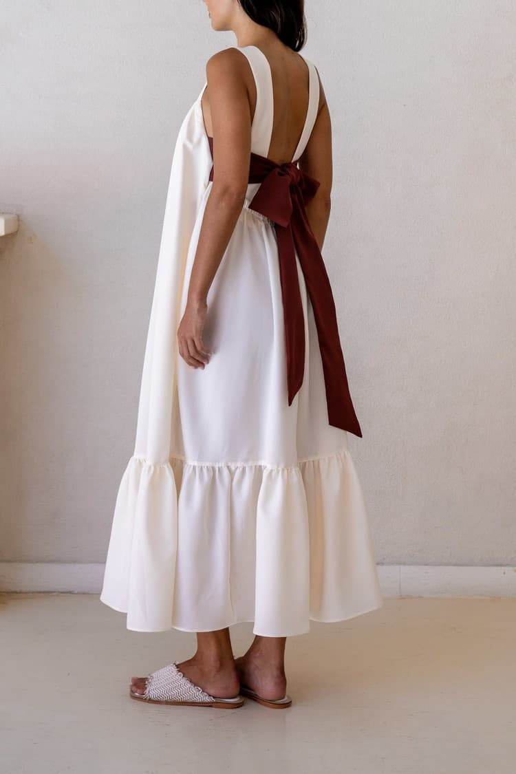 Daphne Cream Tie-back Maxi Dress — vue 5