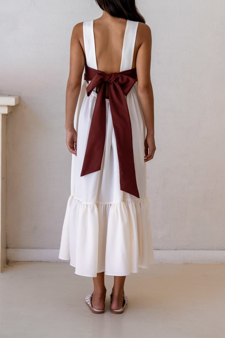 Daphne Cream Tie-back Maxi Dress — vue 6