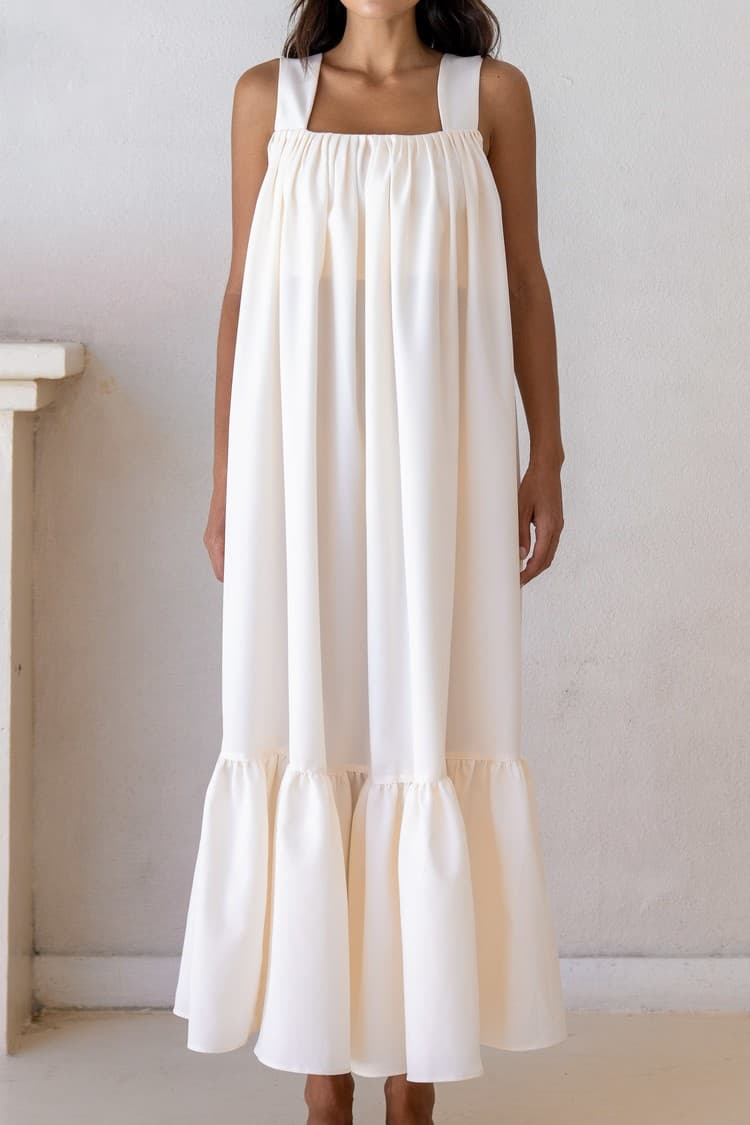 Daphne Cream Tie-back Maxi Dress — vue 1