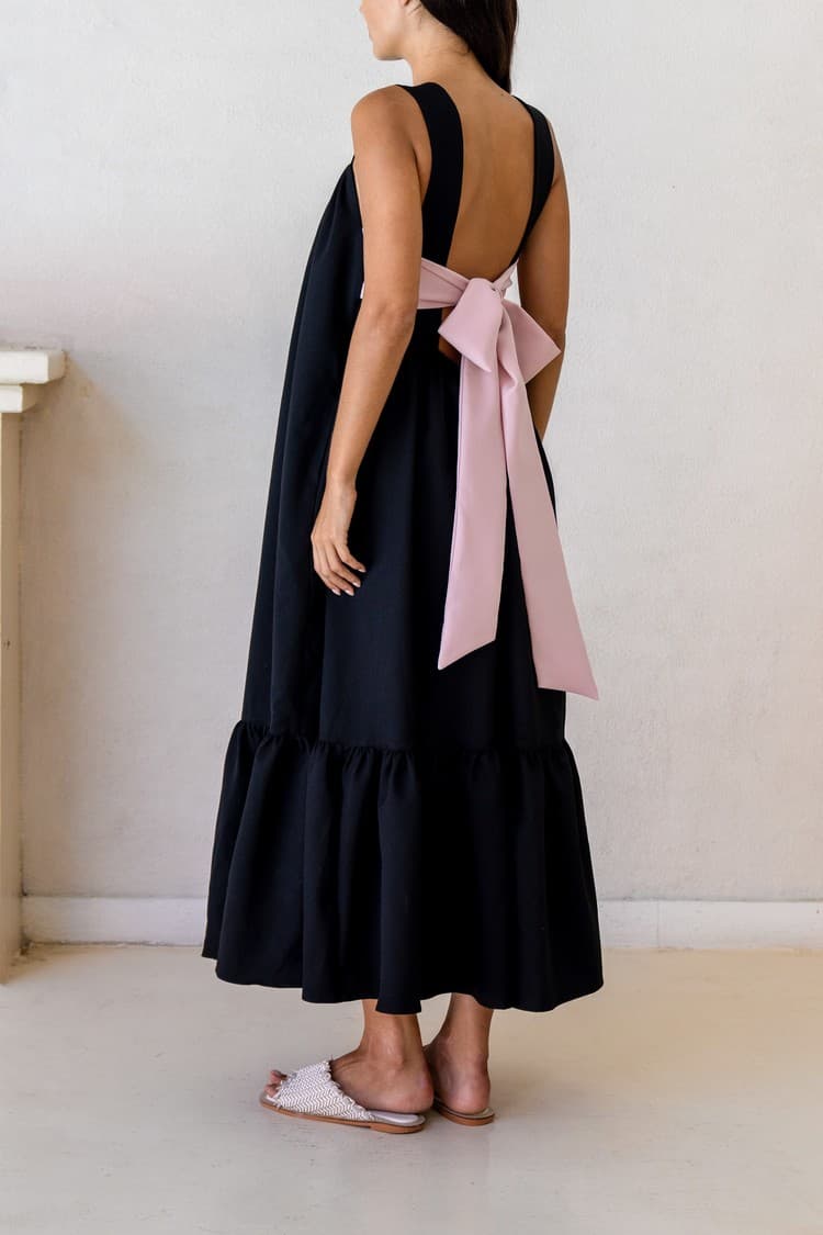 Daphne Black Tie-back Maxi Dress — vue 5