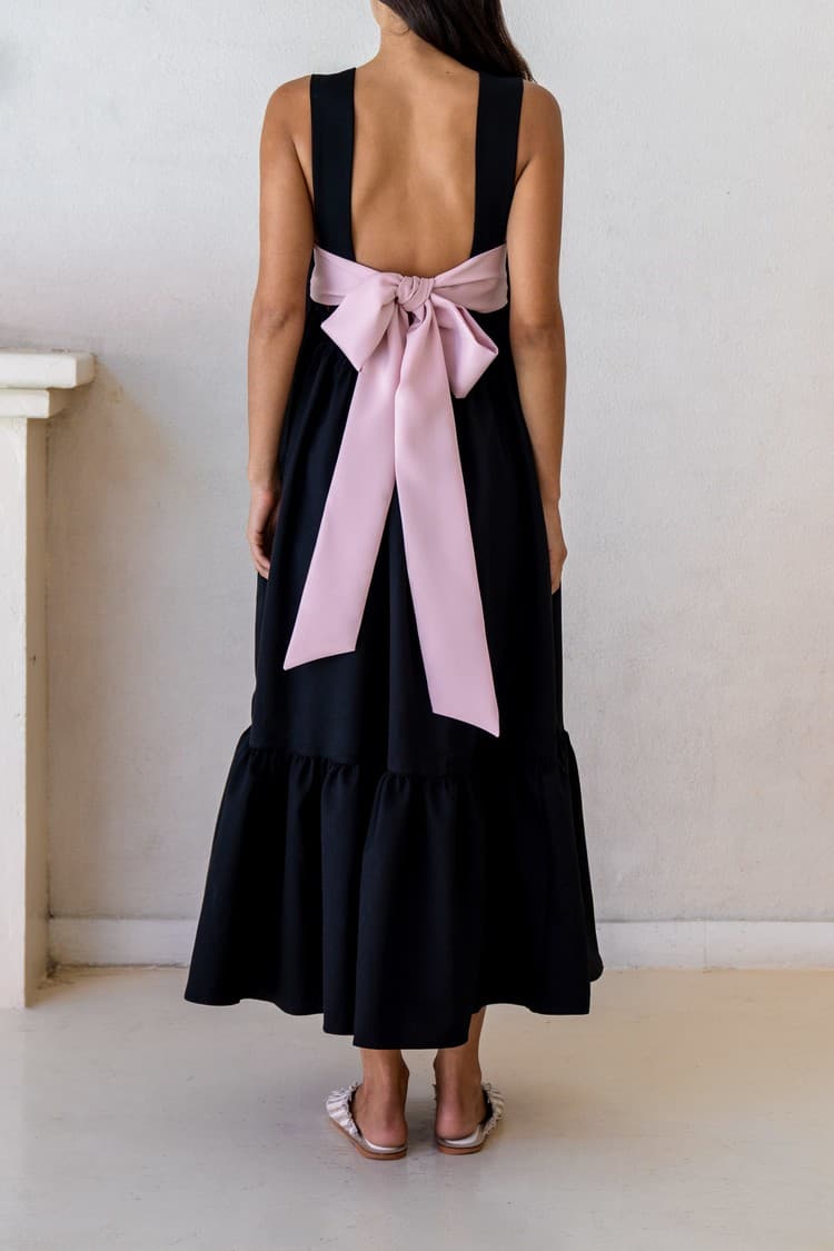 Daphne Black Tie-back Maxi Dress — vue 6