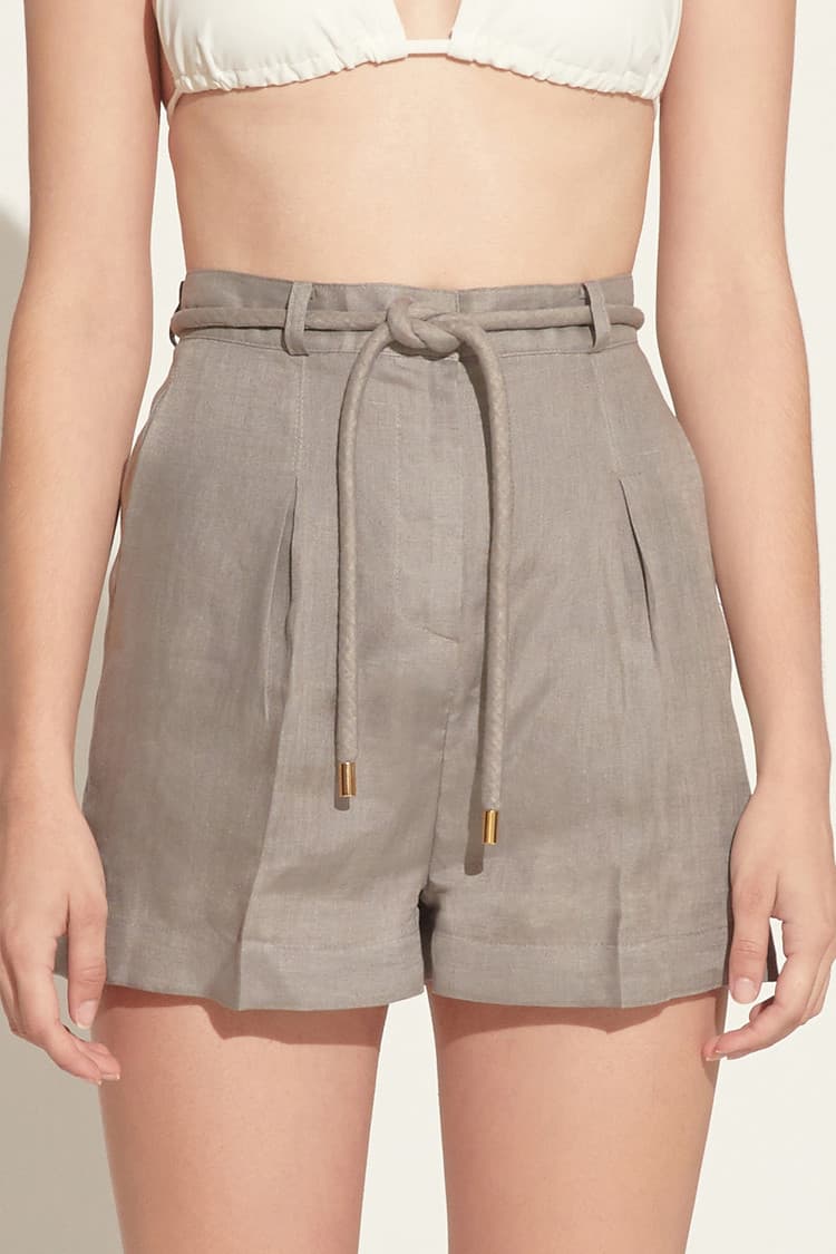 Alexis Gray High-rise Linen Shorts — vue 2
