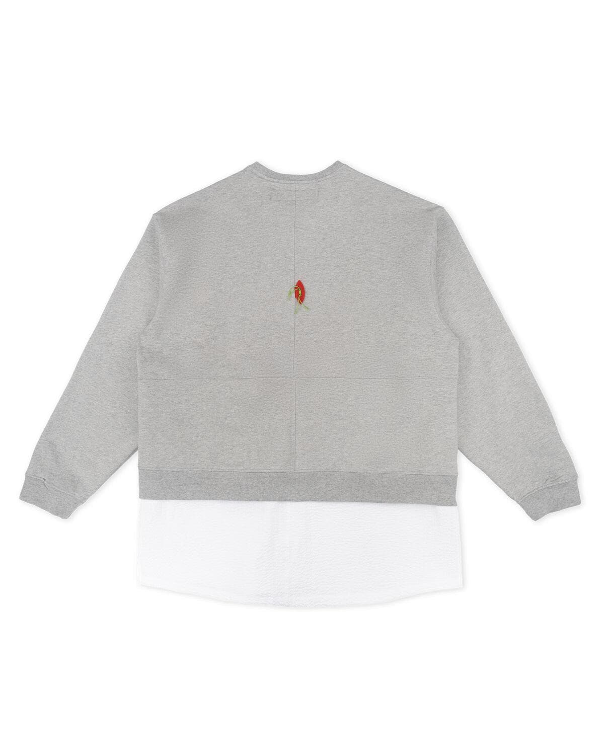 Stripe Lining Point Half Woven Sweatshirt (Gray) — vue 5