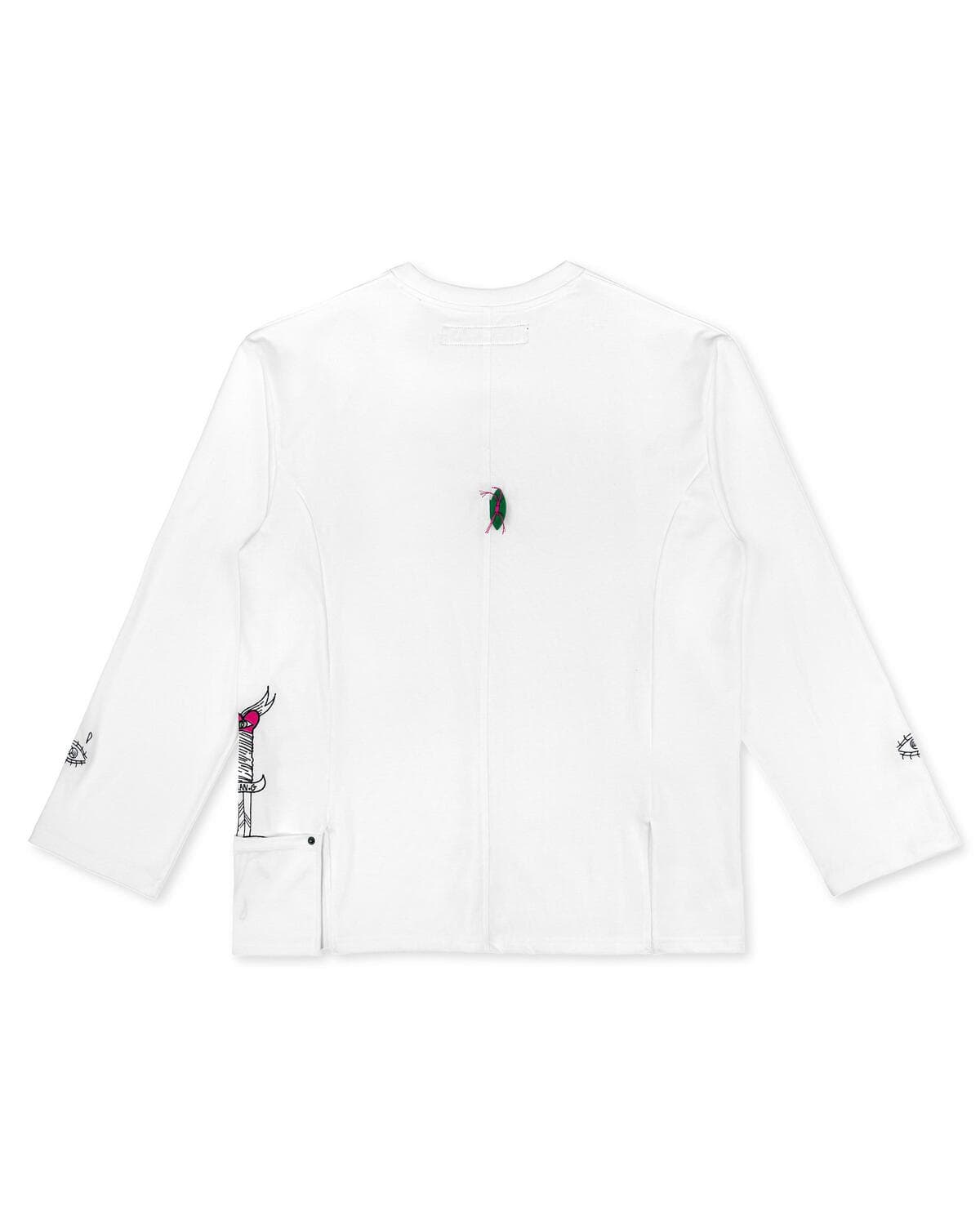 Pocket Point Slit Long Sleeve T-Shirt (White) — vue 5