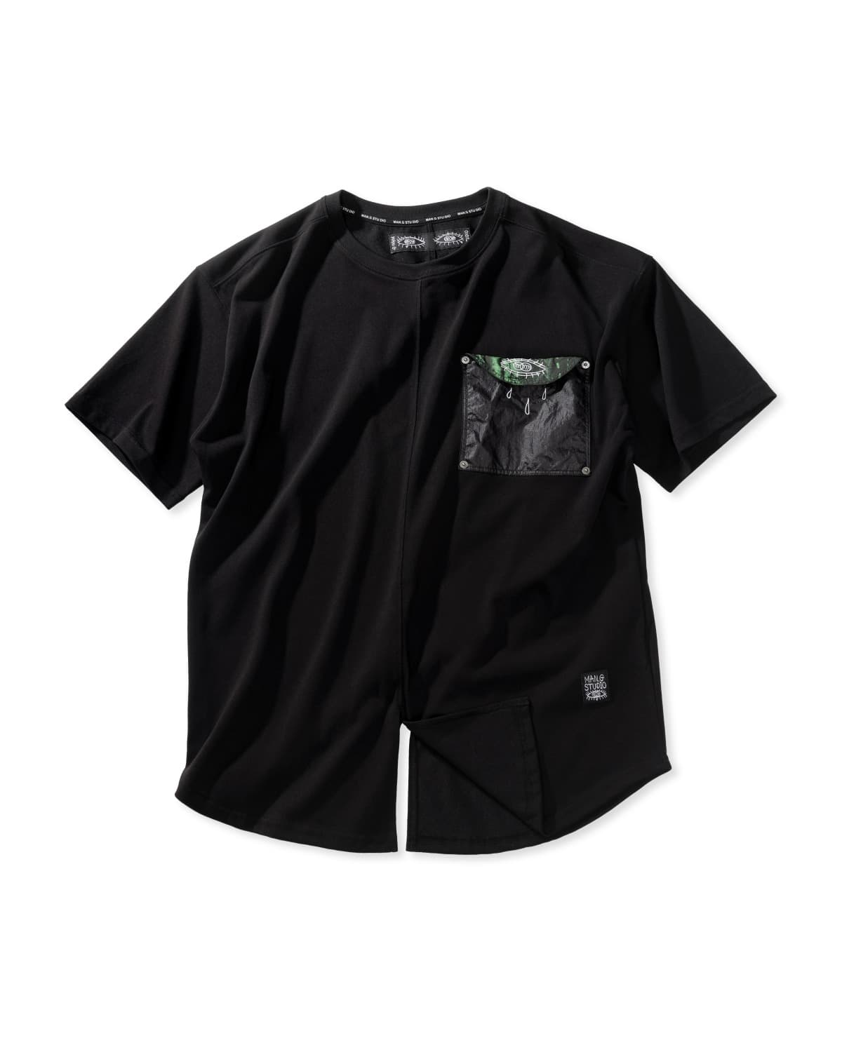 Folding Pocket Short-Sleeved T-shirt (Black) — vue 1