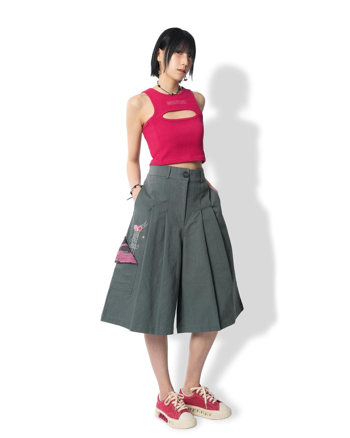 Side Pocket Bermuda Pants (Gray) — vue 7