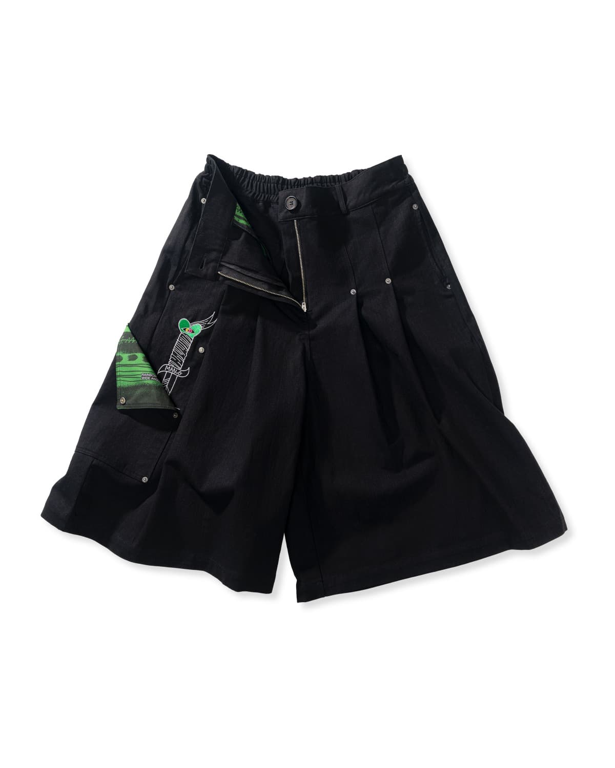 Side Pocket Bermuda Pants (Black) — vue 1