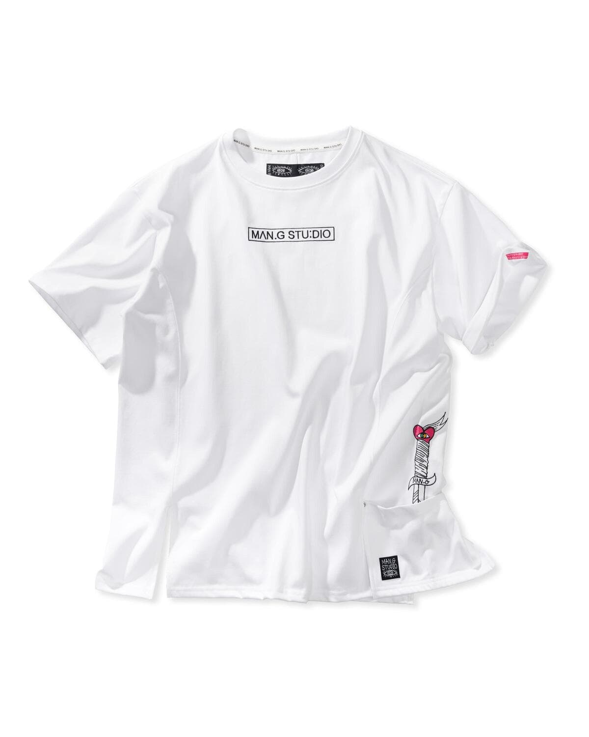 Pocket Point Slit Short Sleeve T-Shirt (White) — vue 2