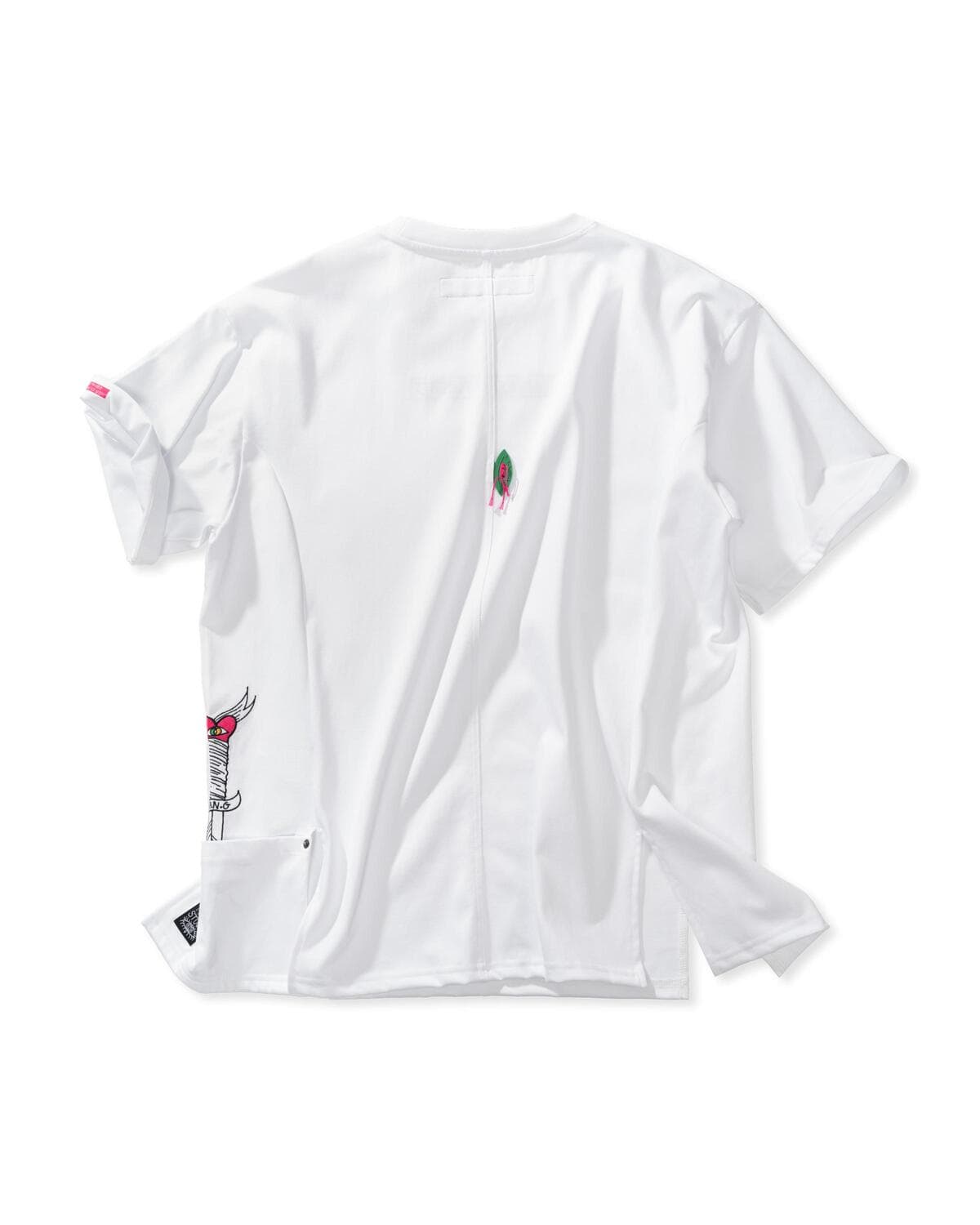 Pocket Point Slit Short Sleeve T-Shirt (White) — vue 3