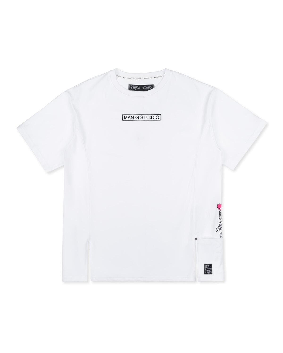 Pocket Point Slit Short Sleeve T-Shirt (White) — vue 4