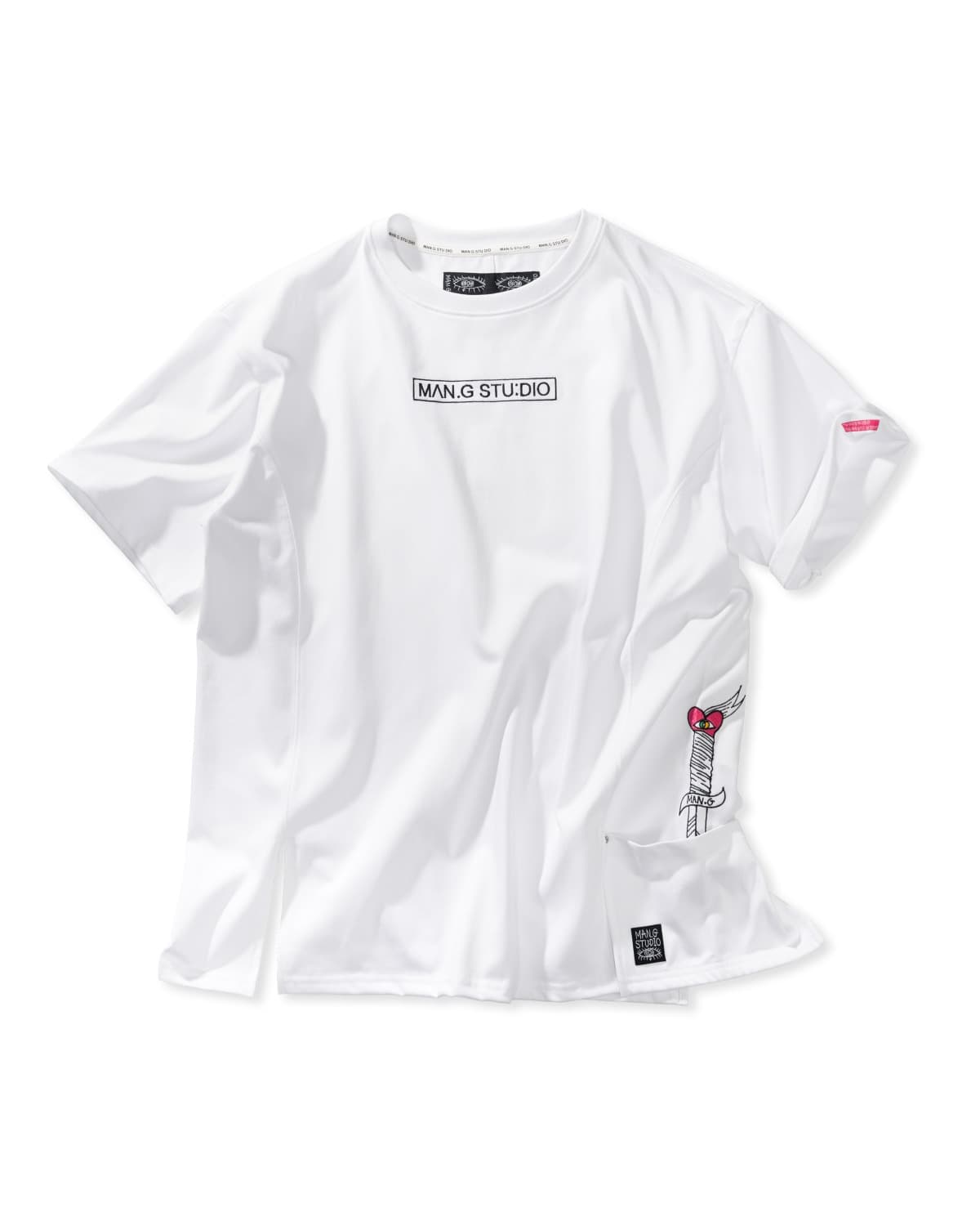 Pocket Point Slit Short Sleeve T-Shirt (White) — vue 1