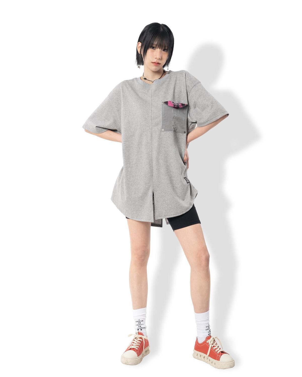 Folding Pocket Short-Sleeved T-shirt (Gray) — vue 7