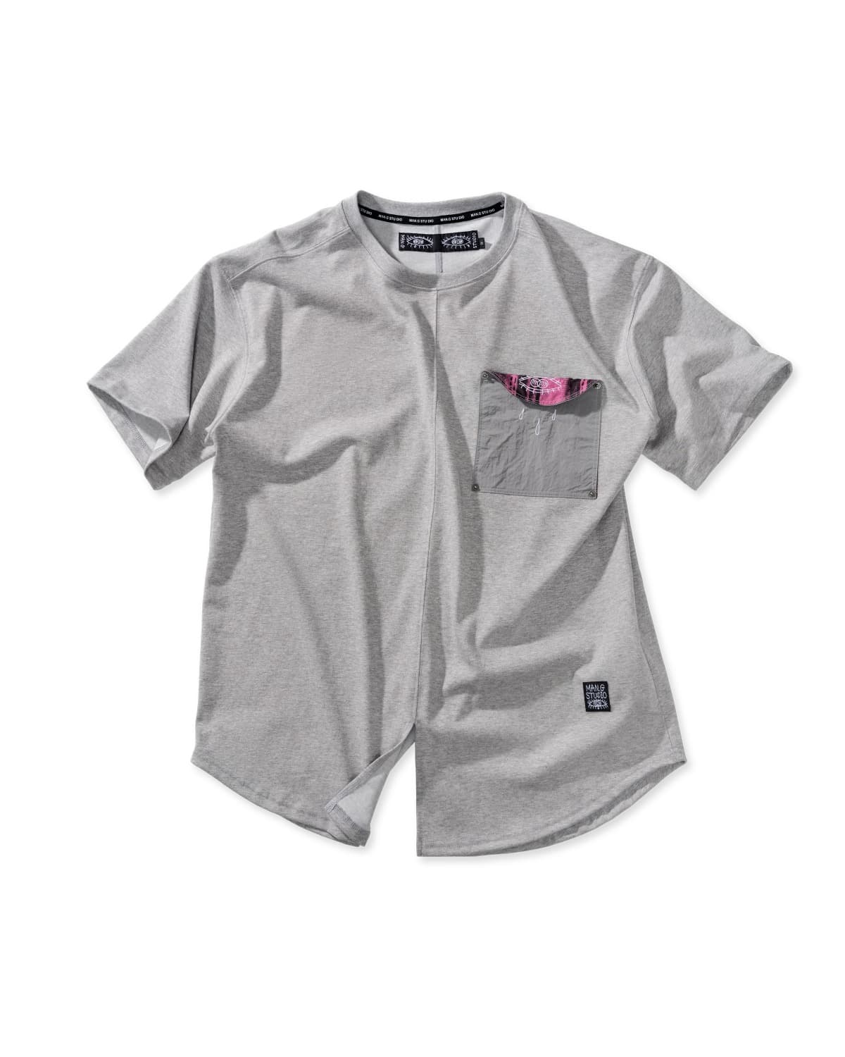 Folding Pocket Short-Sleeved T-shirt (Gray) — vue 1