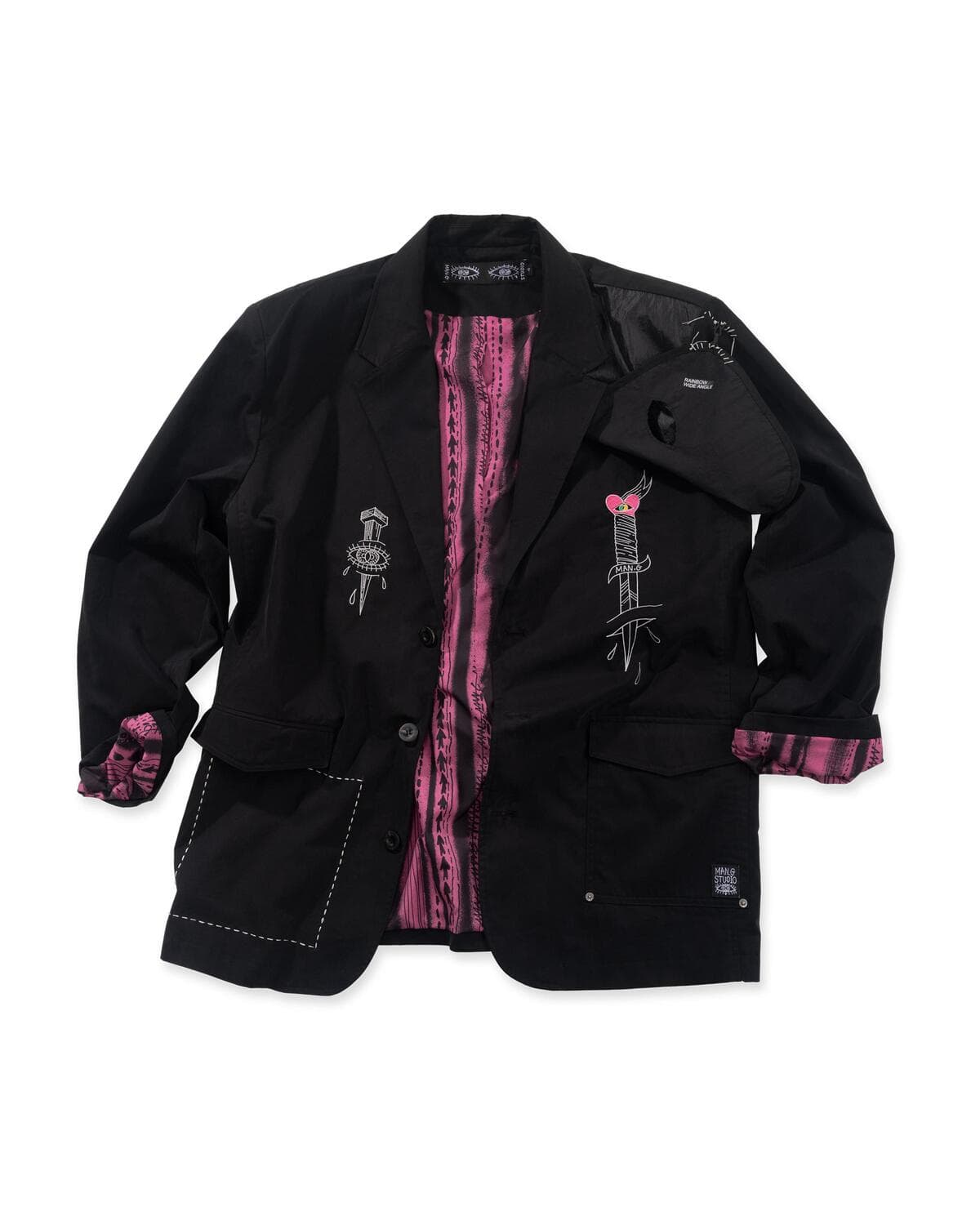 Shoulder Wing Point Blazer (Black) — vue 2