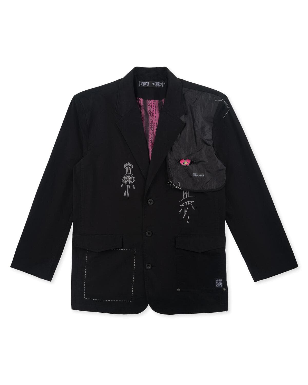 Shoulder Wing Point Blazer (Black) — vue 4