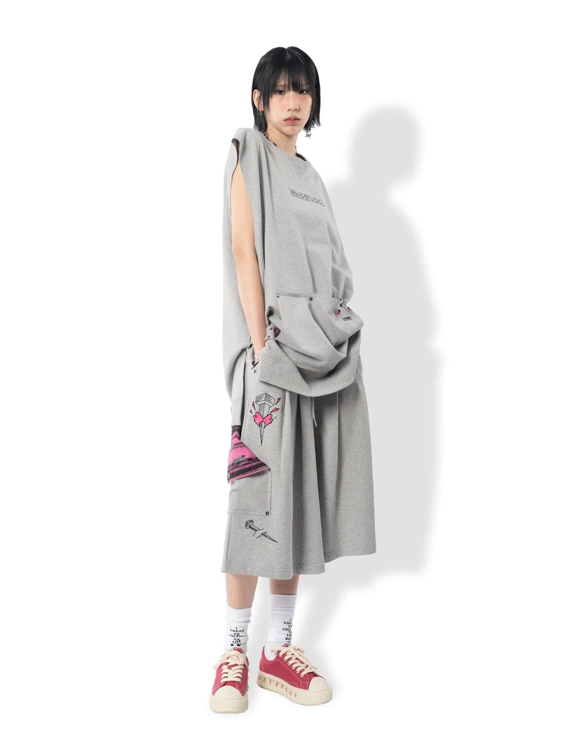 Barbed Wire Oversized Sleeveless (Gray) — vue 7