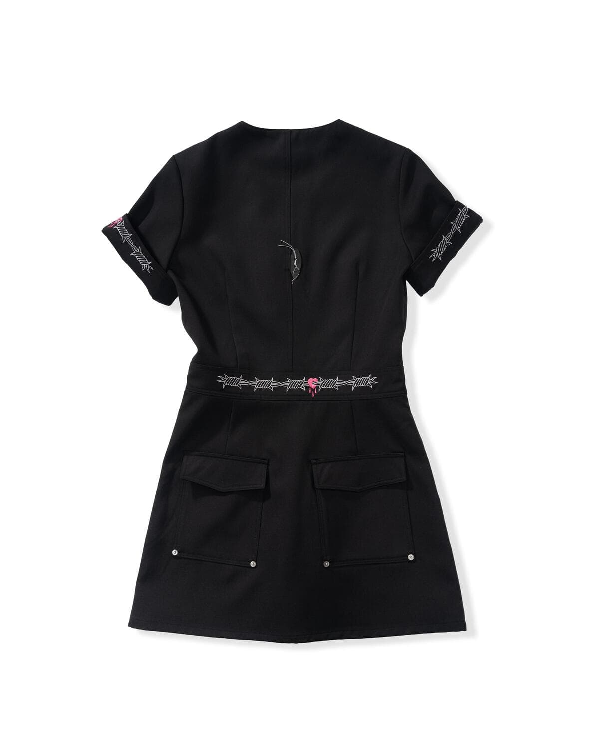 Drape V-neck Tab Dress (Black) — vue 3
