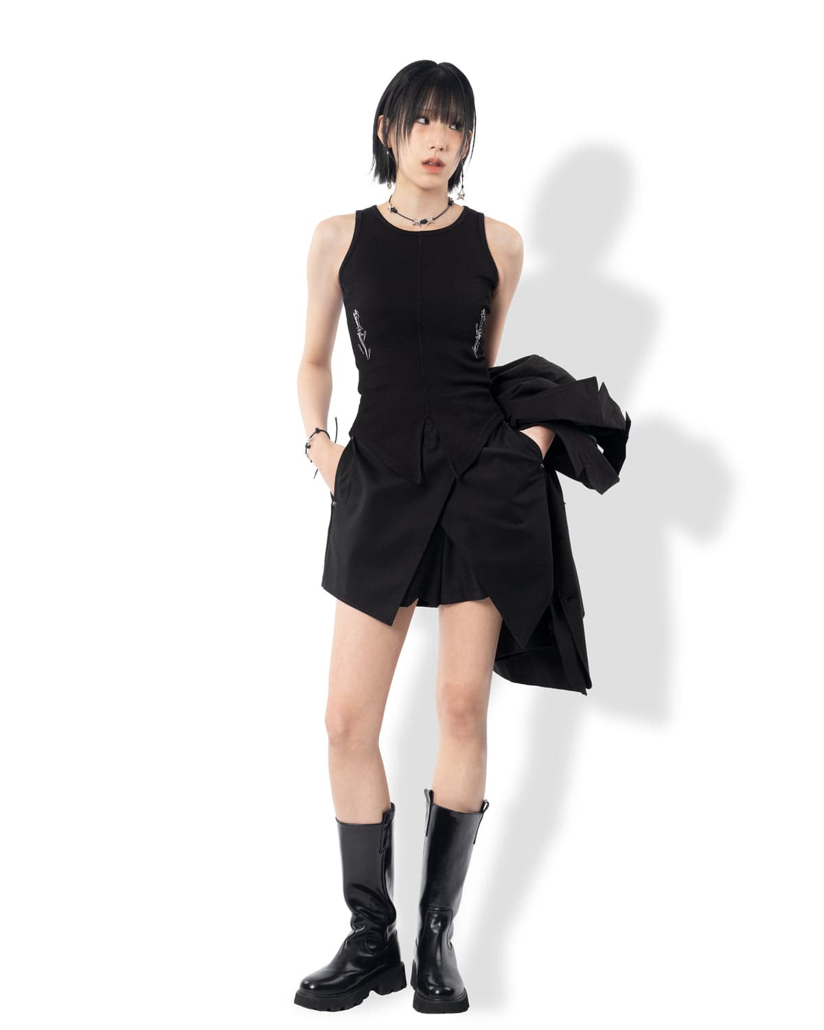 Double Layered Wrap Skirt Pants (Black) — vue 6