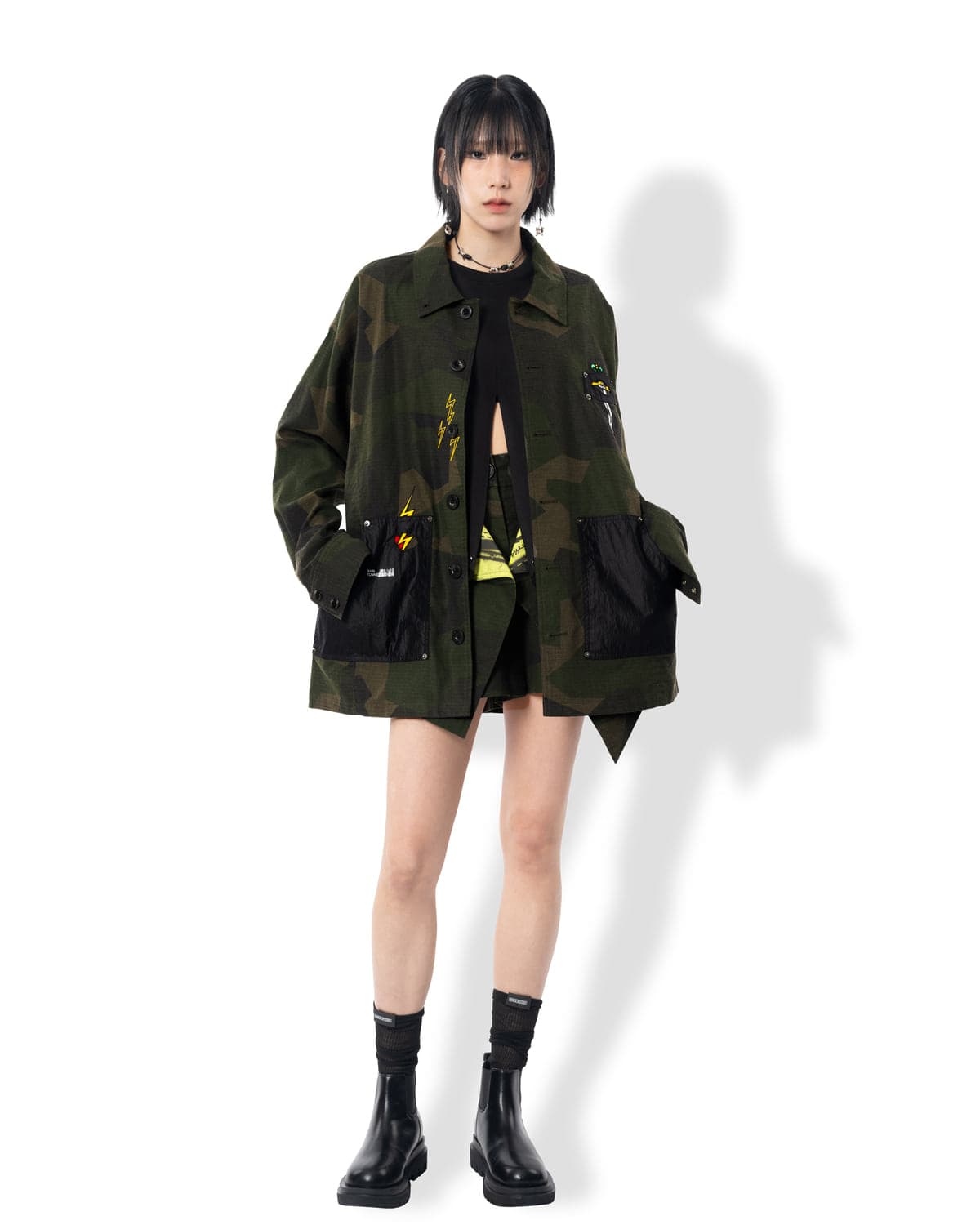 Double Layered Wrap Skirt Pants (Khaki) — vue 6