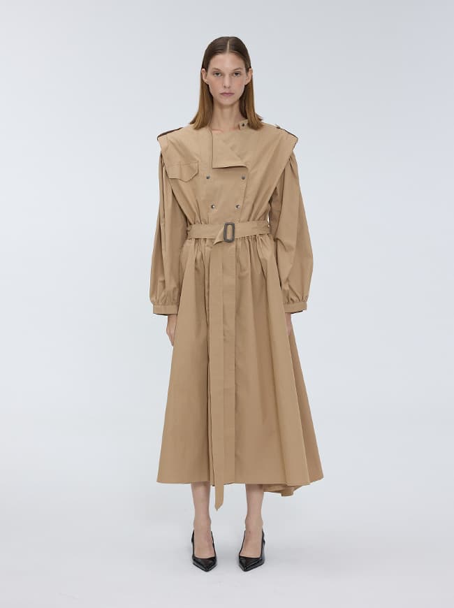 Puff Sleeve Trench Coat Dress — vue 2