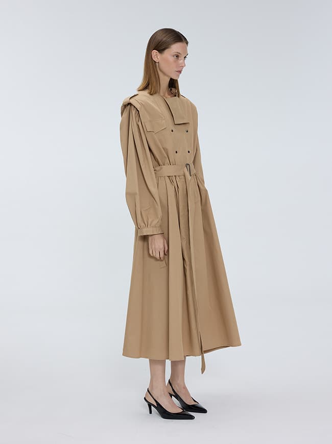 Puff Sleeve Trench Coat Dress — vue 3