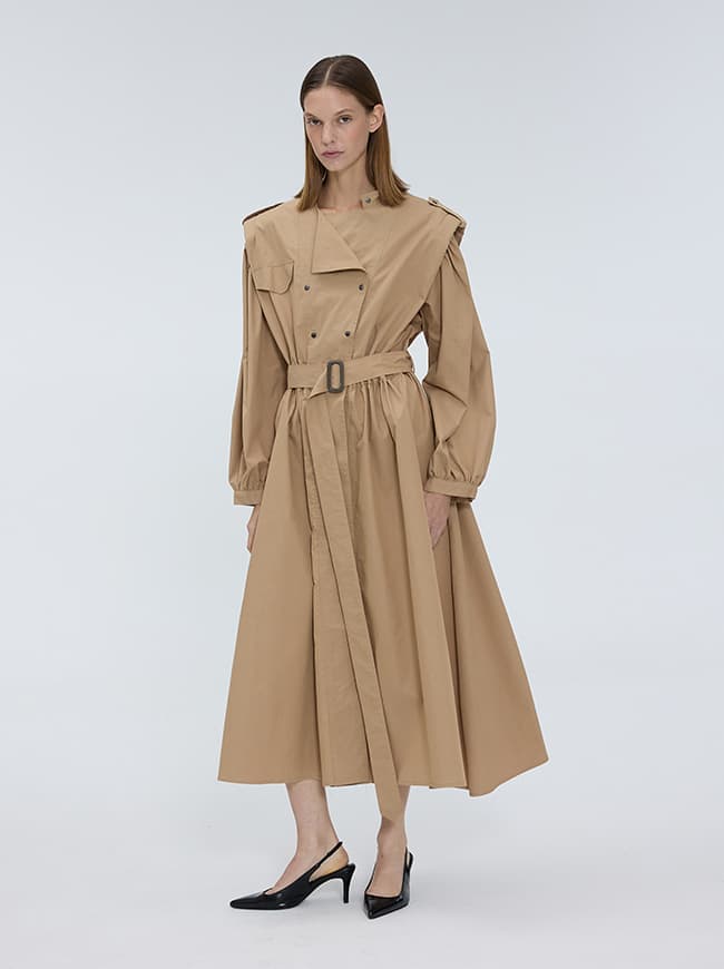 Puff Sleeve Trench Coat Dress — vue 5
