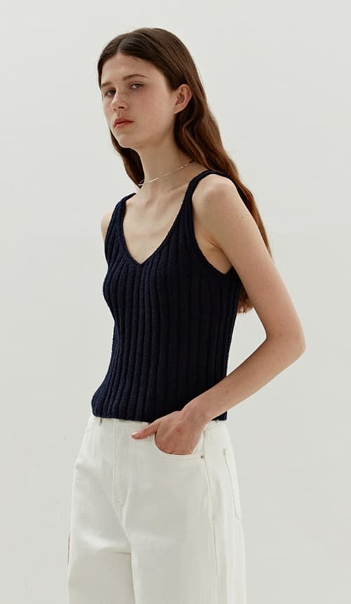 TWR LAYERED BOLERO RIBBED KNIT TOP_NAVY