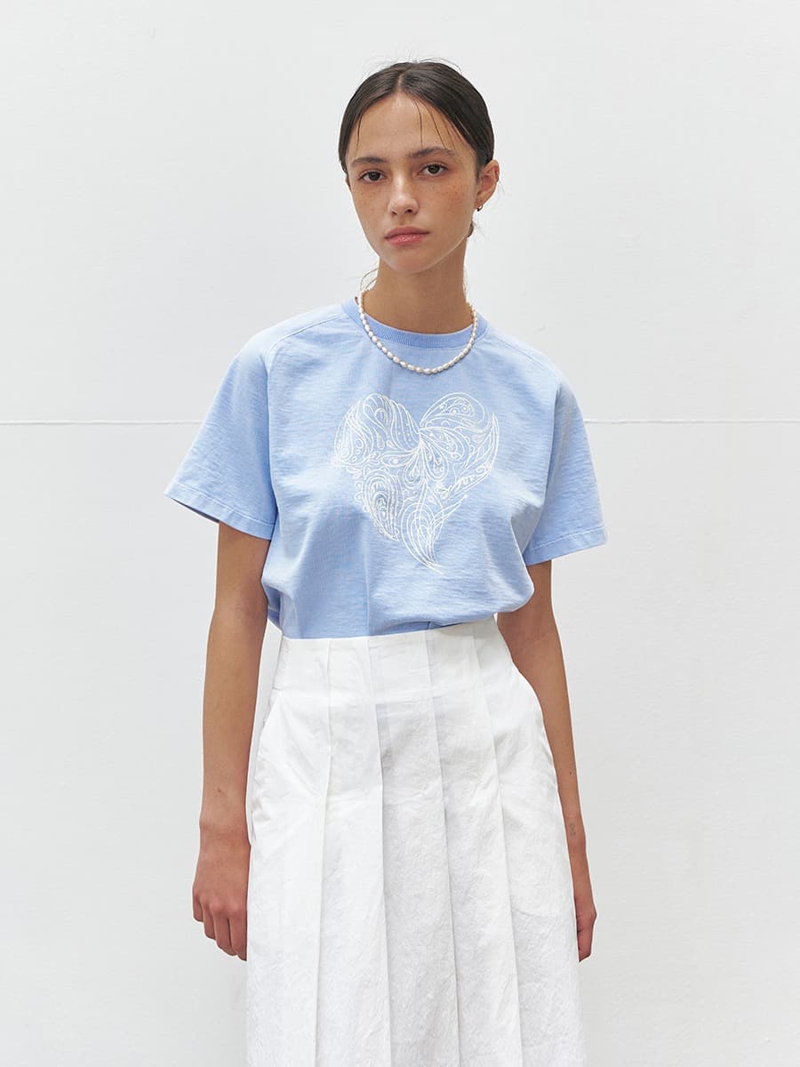 RTR HEART PAISLEY HALF SLEEVE TOP_SKY