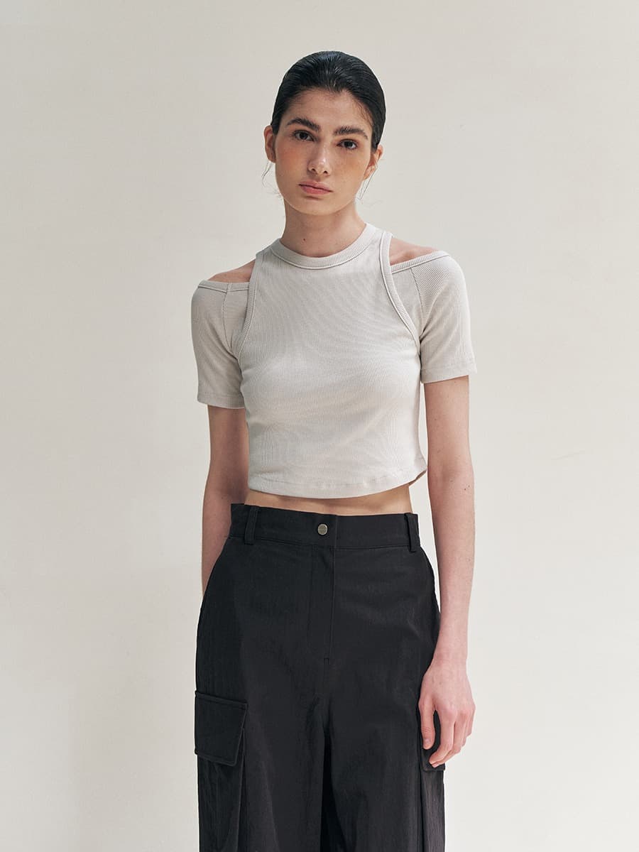 RTR LAYERD CROP TOP_GREY