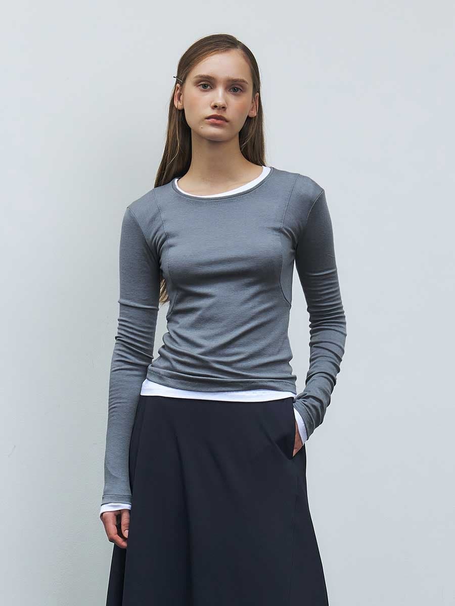 RTF ARMHOLE STITCH SLIM TOP_SMOKE BLUE