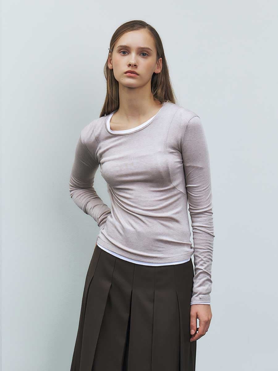 RTF ARMHOLE STITCH SLIM TOP_BEIGE